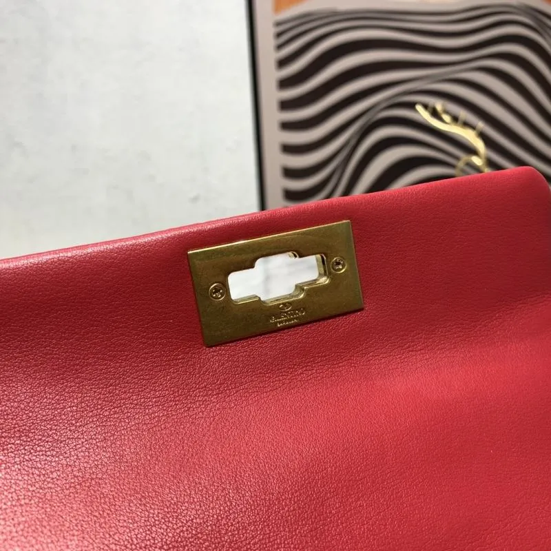 Valentino Red Studded Leather Crossbody Satchel Bag 19x13x6CM - Image 9