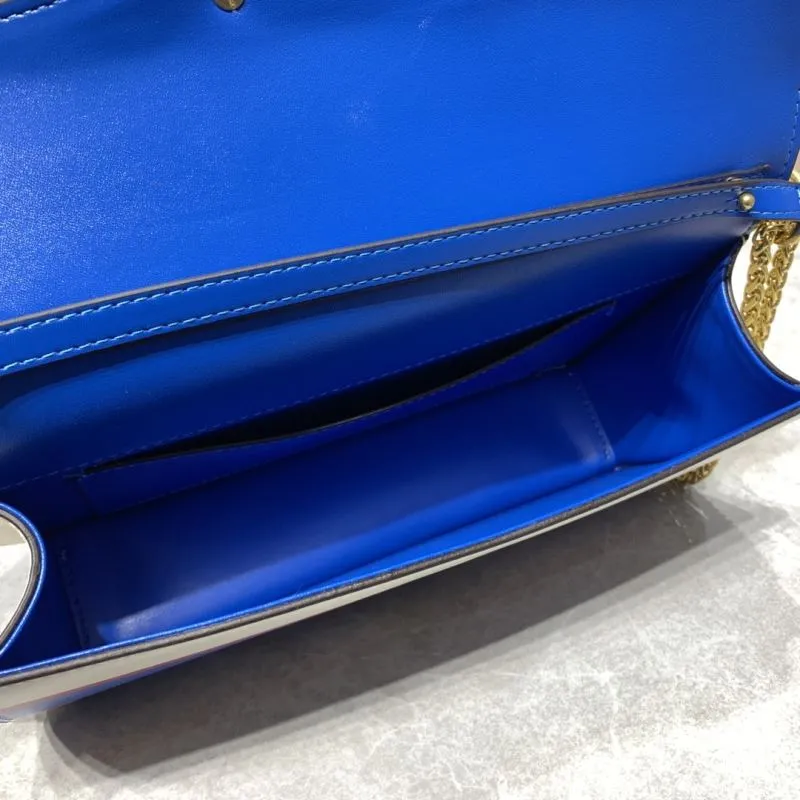 Valentino Blue Red White Striped Satchel Bag 906 - Image 8