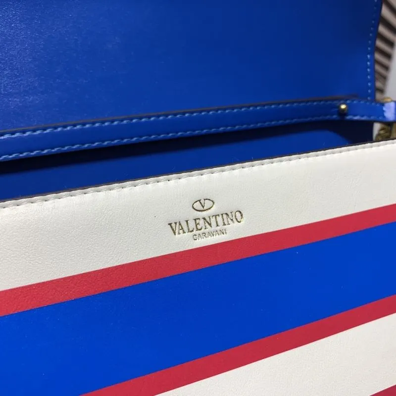 Valentino Blue Red White Striped Satchel Bag 906 - Image 9