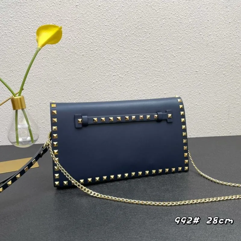 Valentino Navy Blue Studded Satchel Bag 992 28cm - Image 3