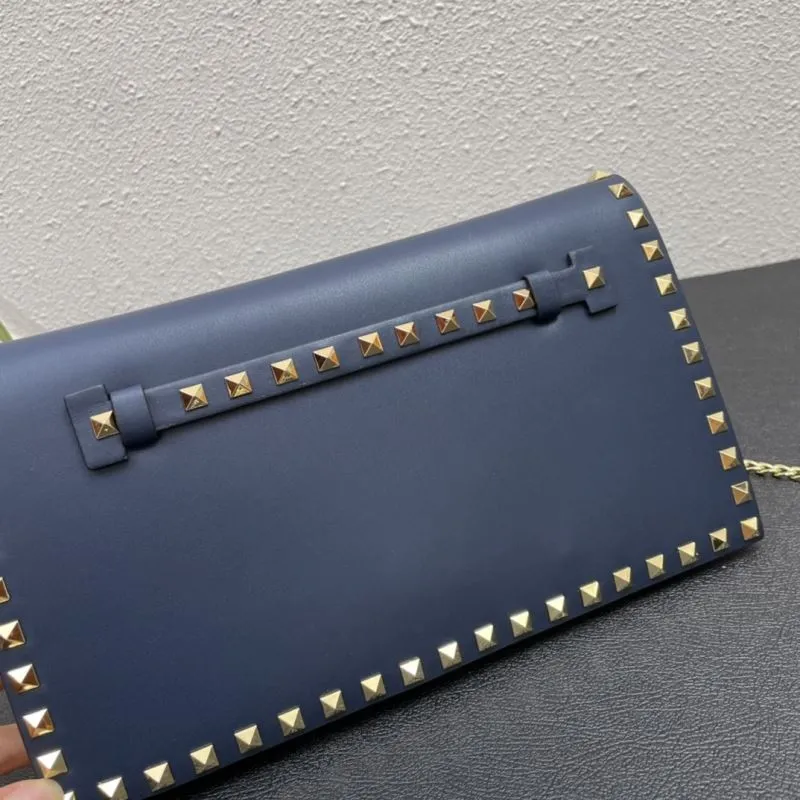 Valentino Navy Blue Studded Satchel Bag 992 28cm - Image 4