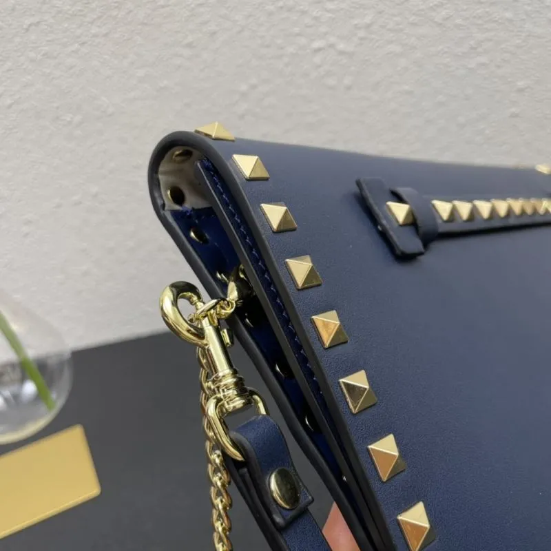 Valentino Navy Blue Studded Satchel Bag 992 28cm - Image 5