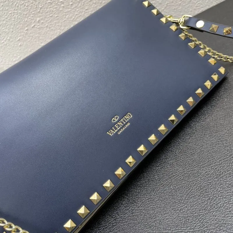 Valentino Navy Blue Studded Satchel Bag 992 28cm - Image 6