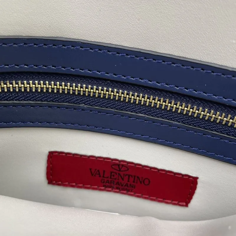 Valentino Navy Blue Studded Satchel Bag 992 28cm - Image 9
