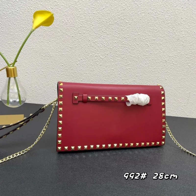 Valentino Red Studded Crossbody Satchel Bag 992 28cm - Image 3