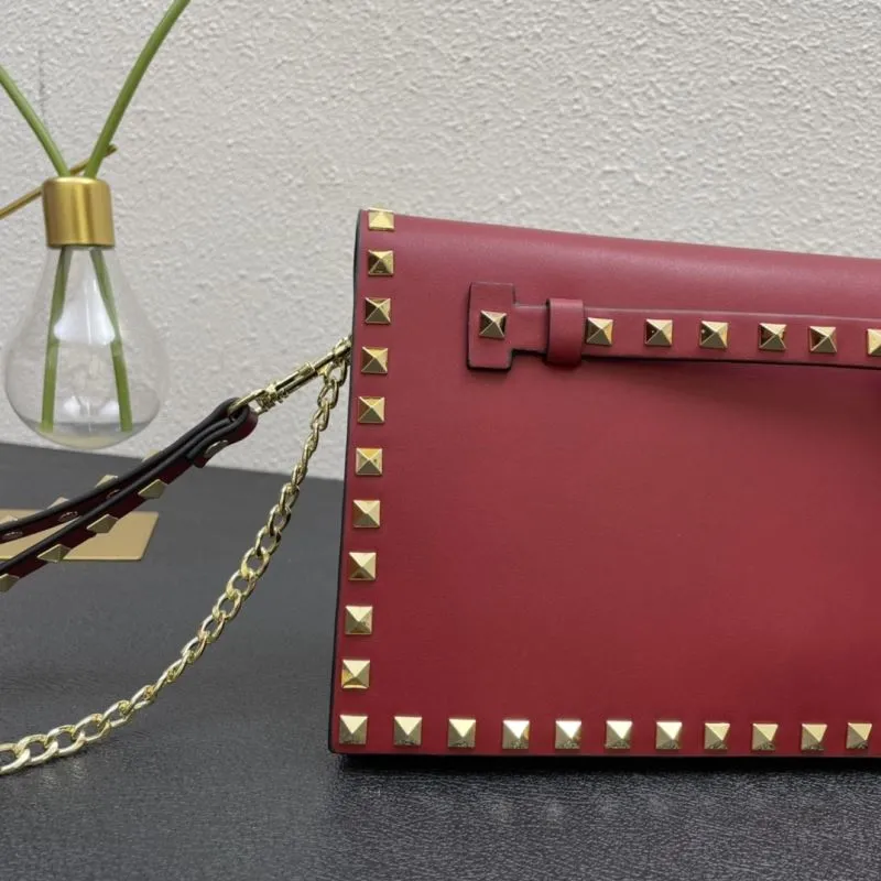 Valentino Red Studded Crossbody Satchel Bag 992 28cm - Image 4