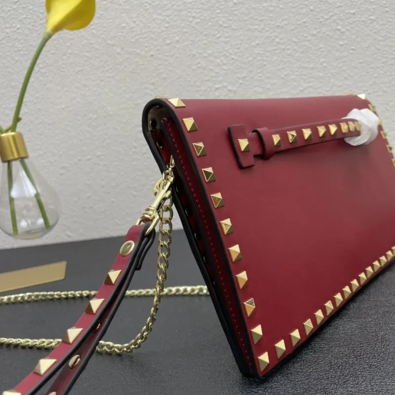 Valentino Red Studded Crossbody Satchel Bag 992 28cm - Image 6