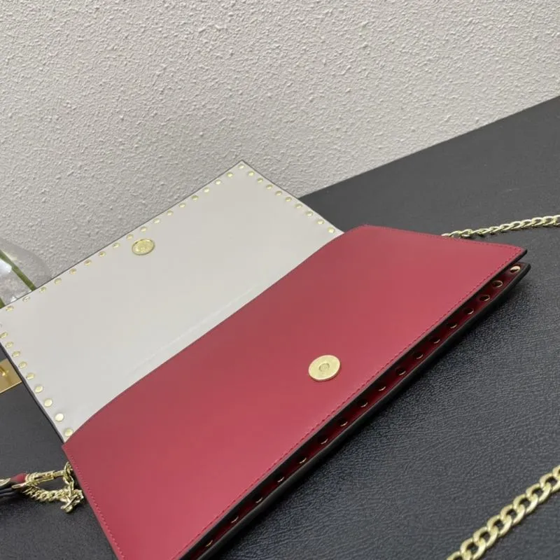 Valentino Red Studded Crossbody Satchel Bag 992 28cm - Image 7