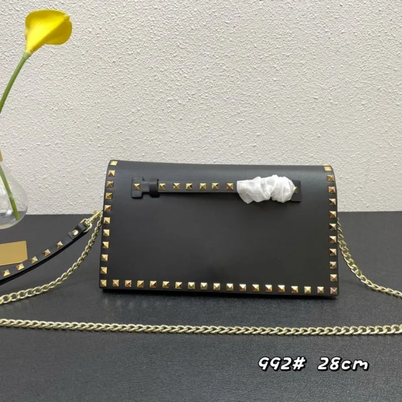 Valentino Black Studded Crossbody Bag 992 28cm