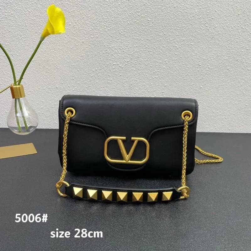 Valentino Black Leather Satchel Bag 5006 Size 28cm