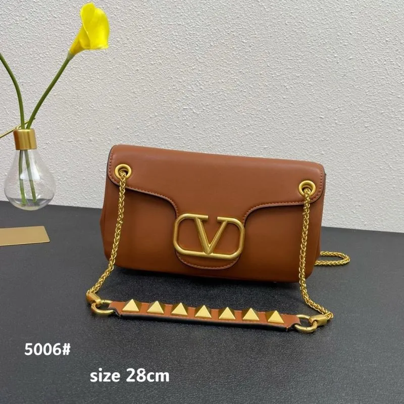 Valentino Brown Leather Satchel Bag 5006 Size 28cm