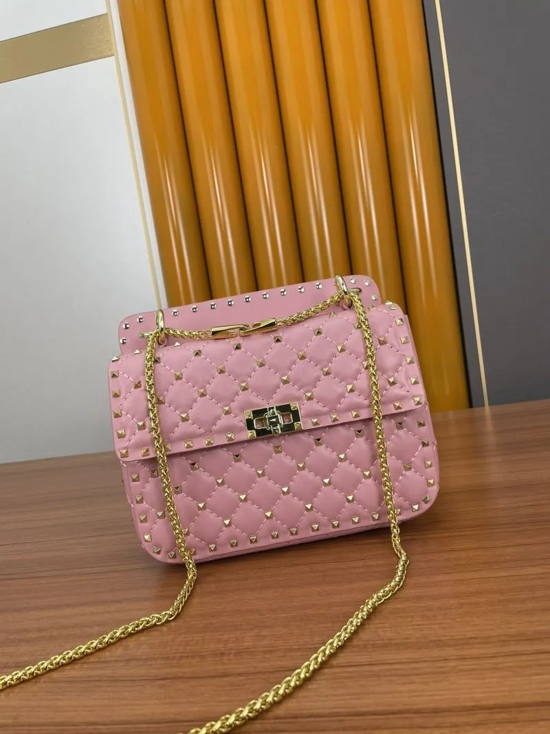 Valentino Pink Studded Chain Satchel Bag 946