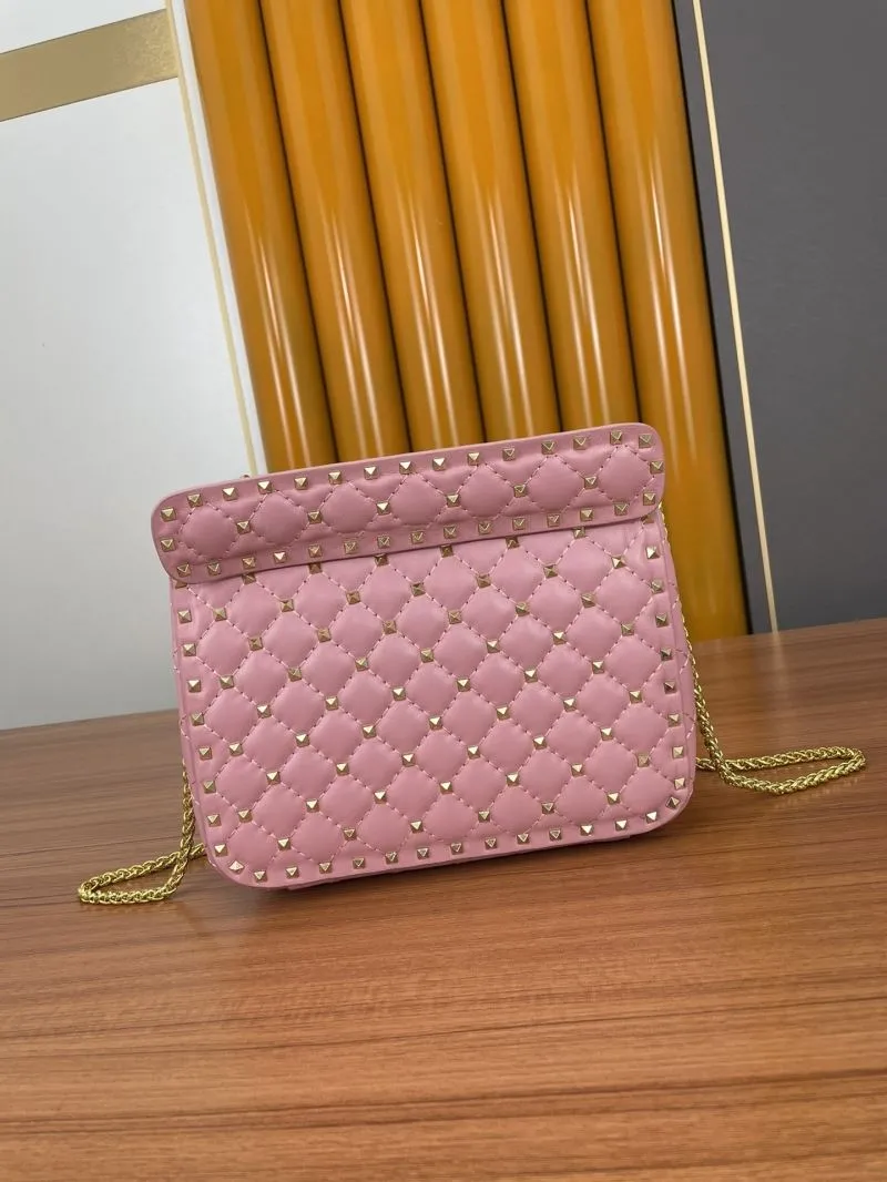 Valentino Pink Studded Chain Satchel Bag 946 - Image 3