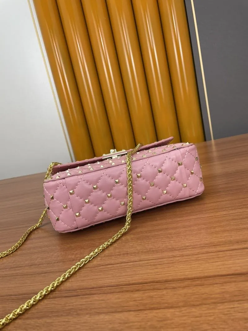 Valentino Pink Studded Chain Satchel Bag 946 - Image 5