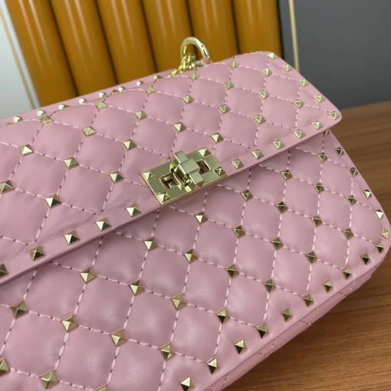 Valentino Pink Studded Chain Satchel Bag 946 - Image 6