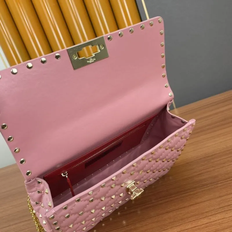 Valentino Pink Studded Chain Satchel Bag 946 - Image 8