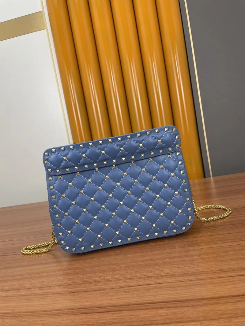 Valentino Blue Studded Chain Satchel Bag - Image 3