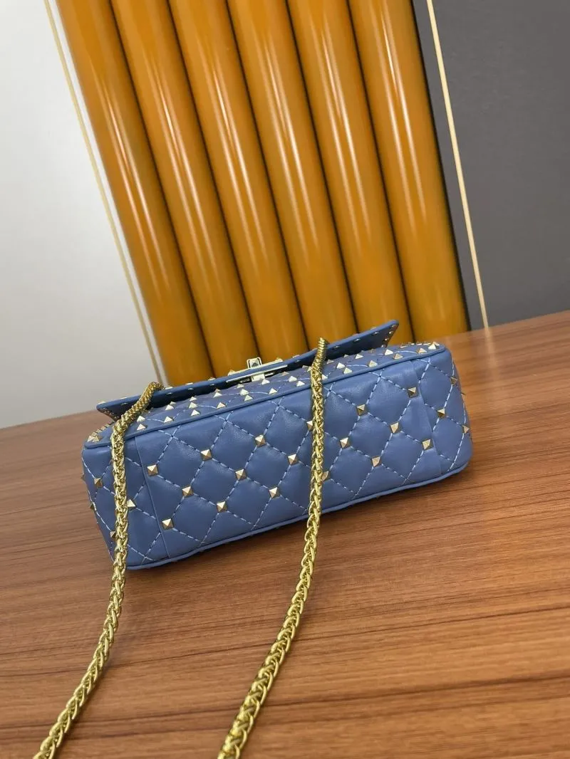 Valentino Blue Studded Chain Satchel Bag - Image 5