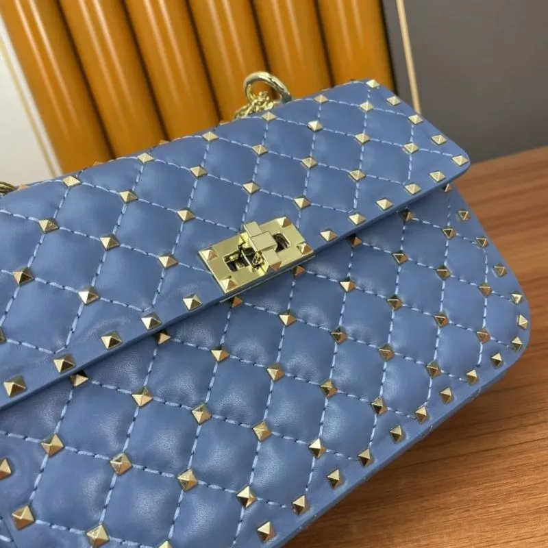 Valentino Blue Studded Chain Satchel Bag - Image 6
