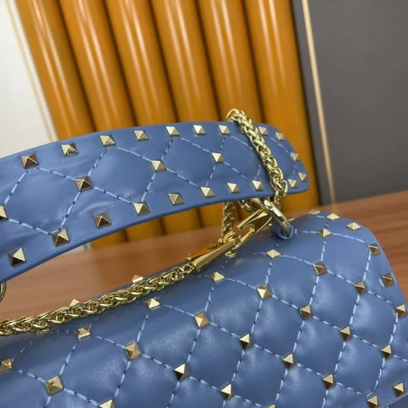 Valentino Blue Studded Chain Satchel Bag - Image 7