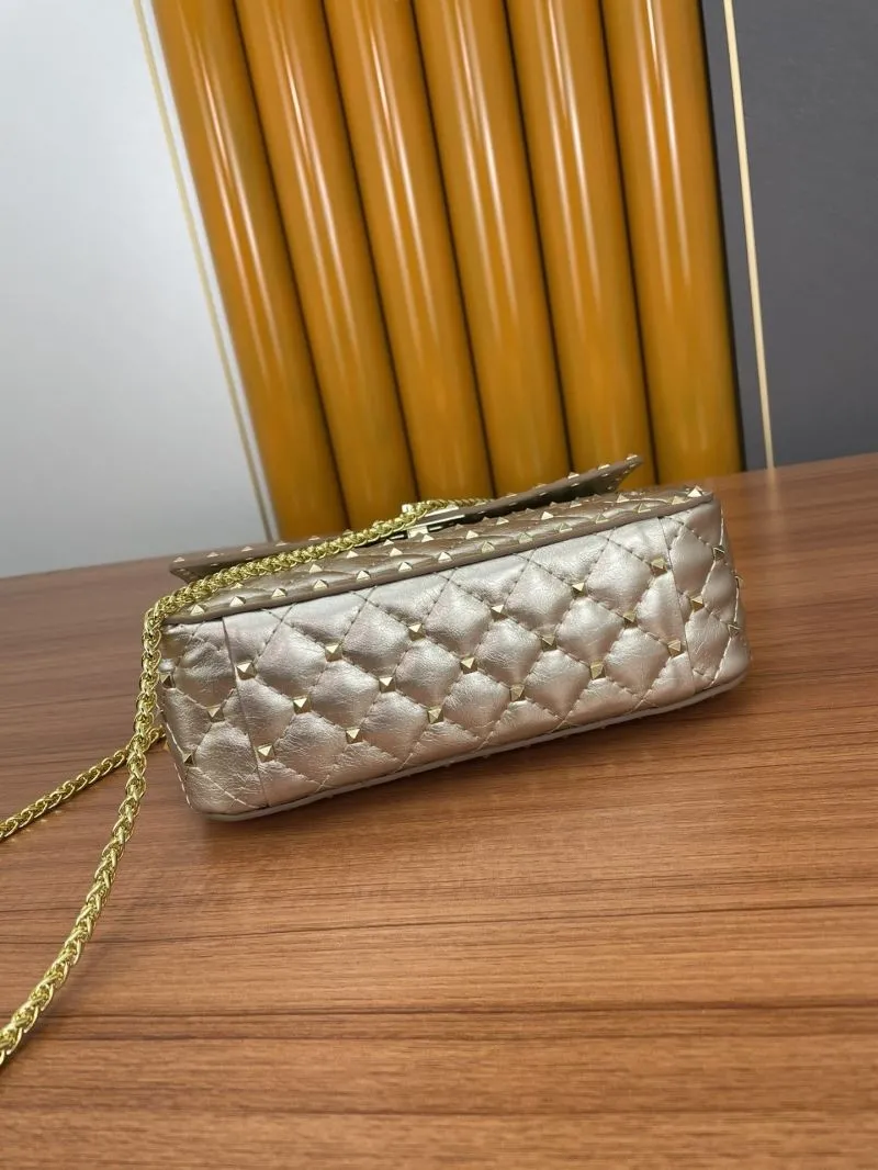 Valentino Gold Studded Chain Satchel Bag - Image 5
