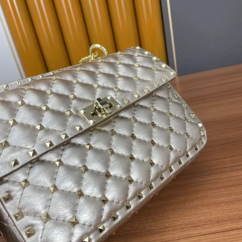 Valentino Gold Studded Chain Satchel Bag - Image 6