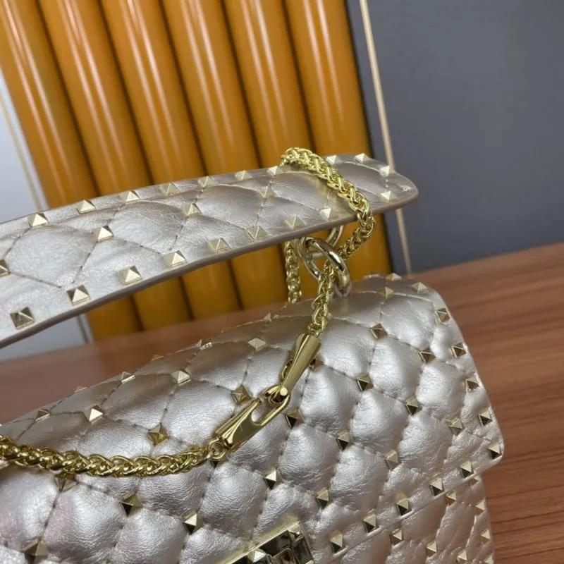 Valentino Gold Studded Chain Satchel Bag - Image 7