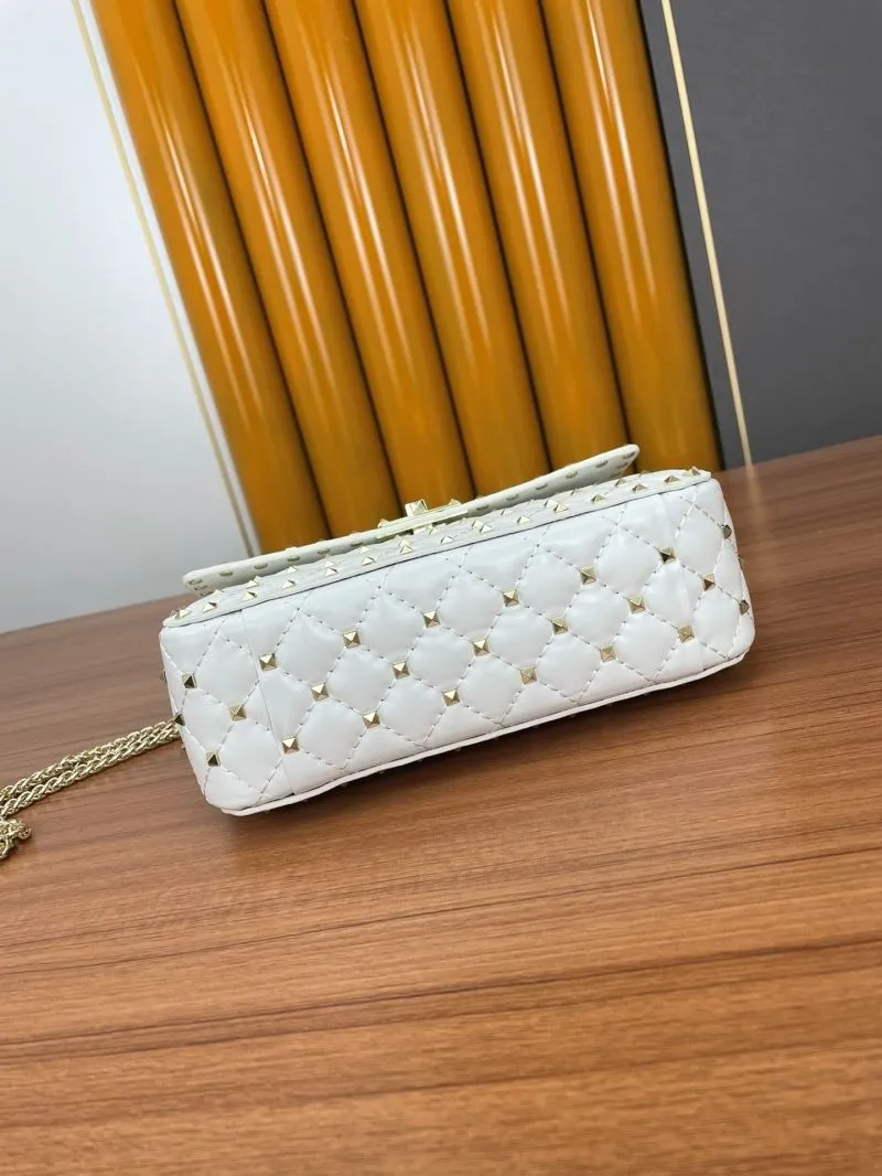Valentino White Studded Chain Satchel Bag 952 - Image 5