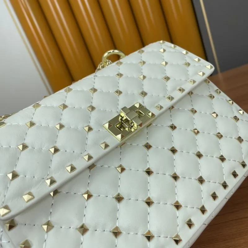 Valentino White Studded Chain Satchel Bag 952 - Image 6