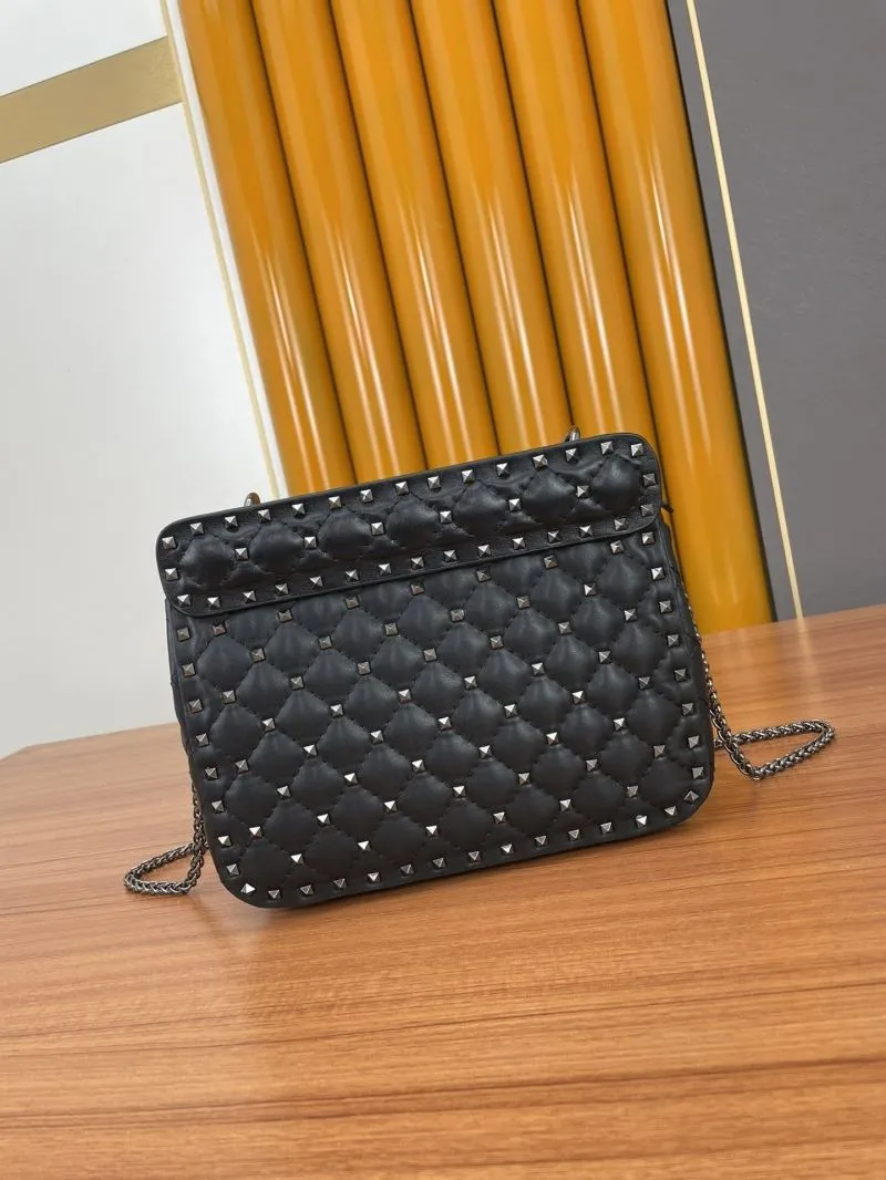 Valentino Black Studded Chain Satchel Bag - Image 3
