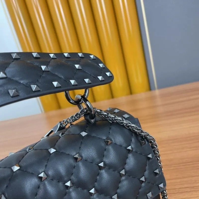 Valentino Black Studded Chain Satchel Bag - Image 7