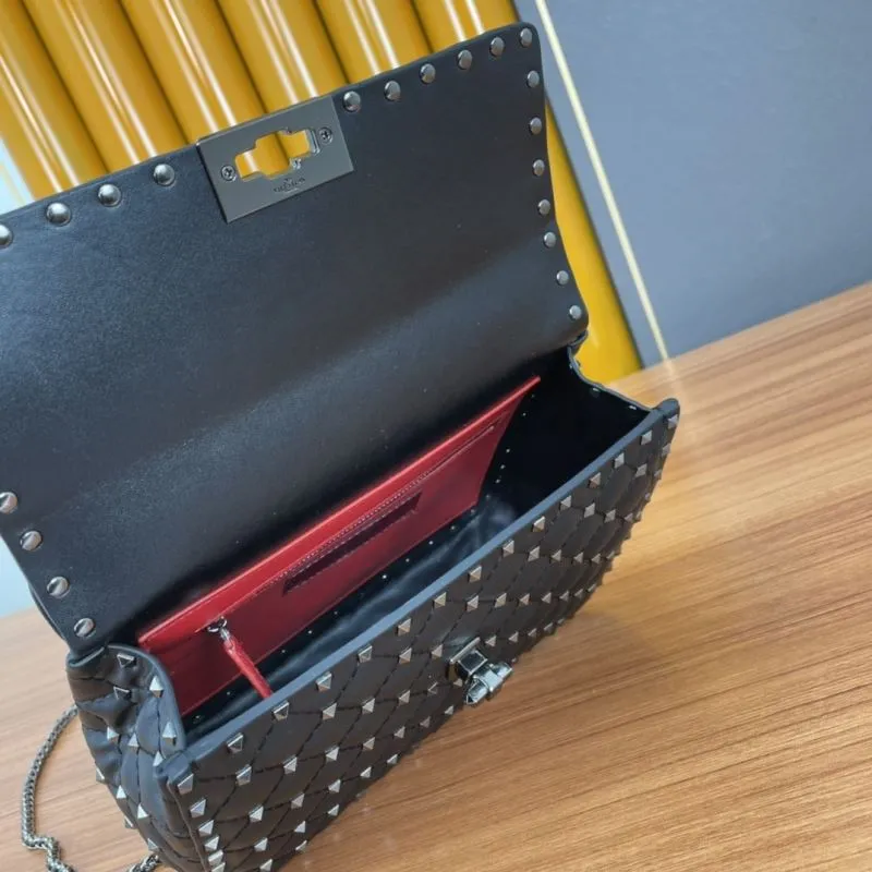 Valentino Black Studded Chain Satchel Bag - Image 8