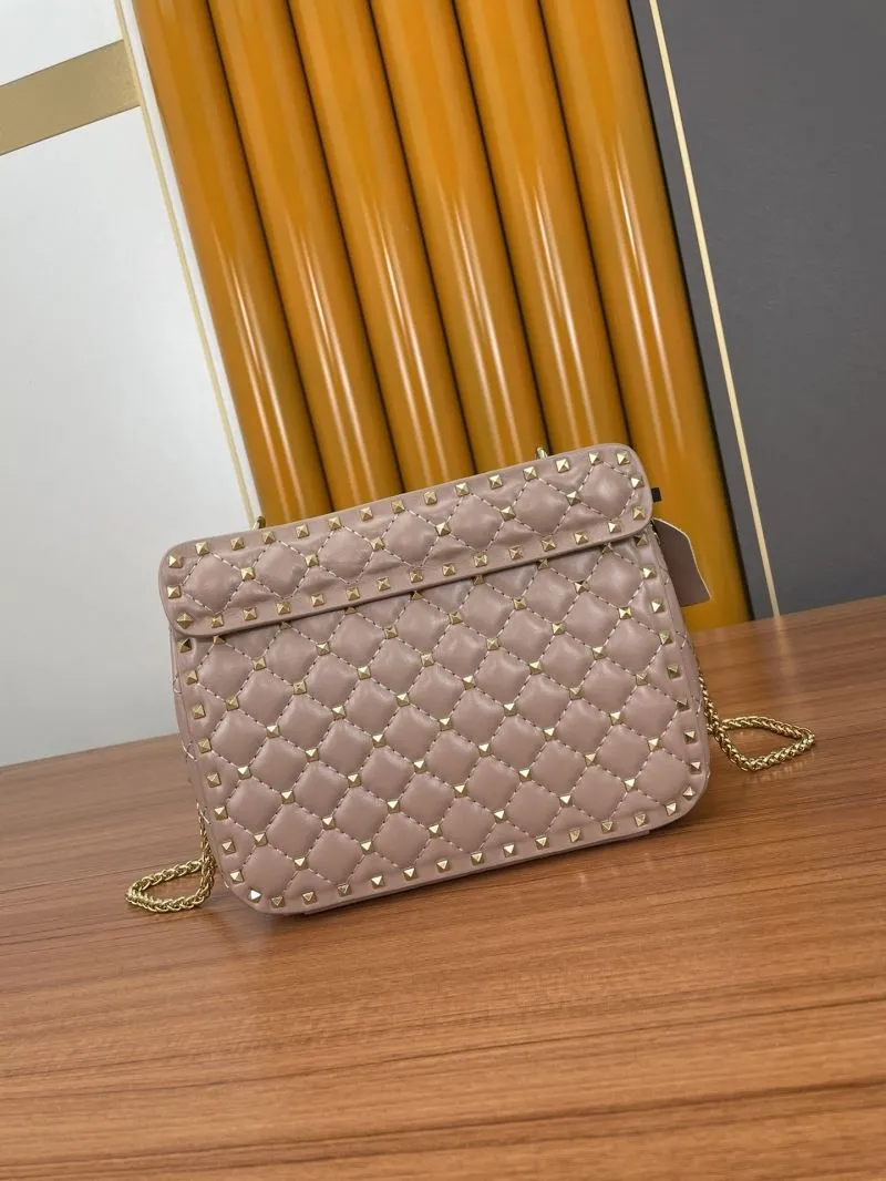 Valentino Nude Pink Studded Chain Satchel Bag - Image 3