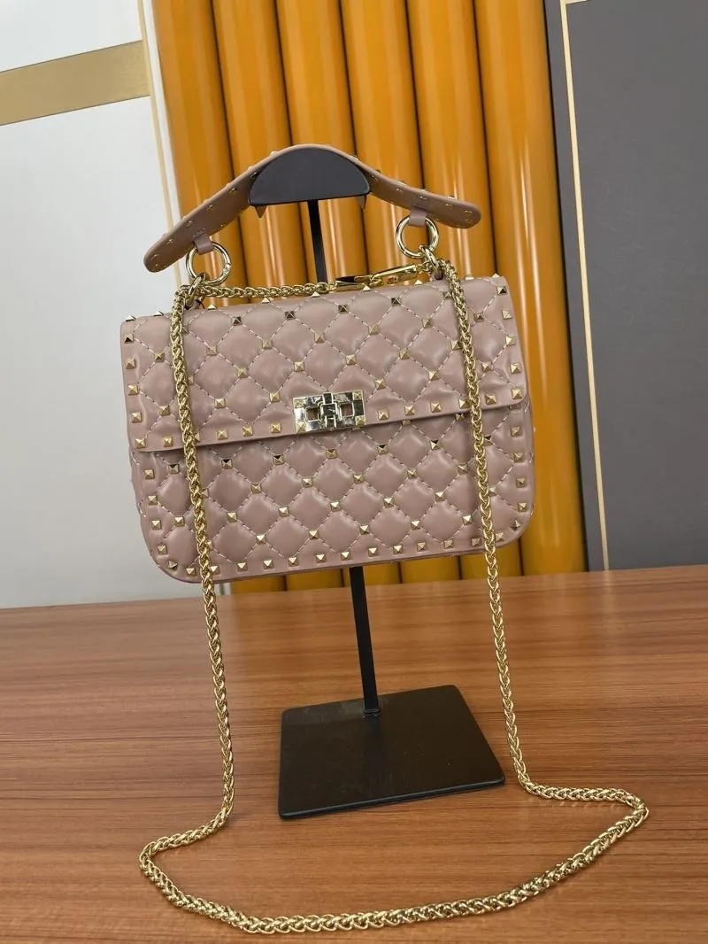 Valentino Nude Pink Studded Chain Satchel Bag - Image 4