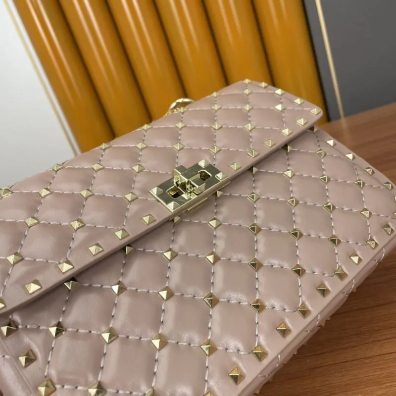 Valentino Nude Pink Studded Chain Satchel Bag - Image 6