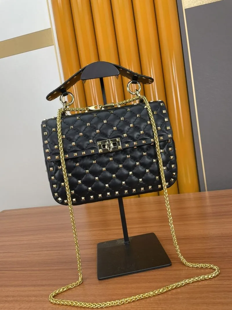 Valentino Black Studded Chain Satchel Bag - Image 4