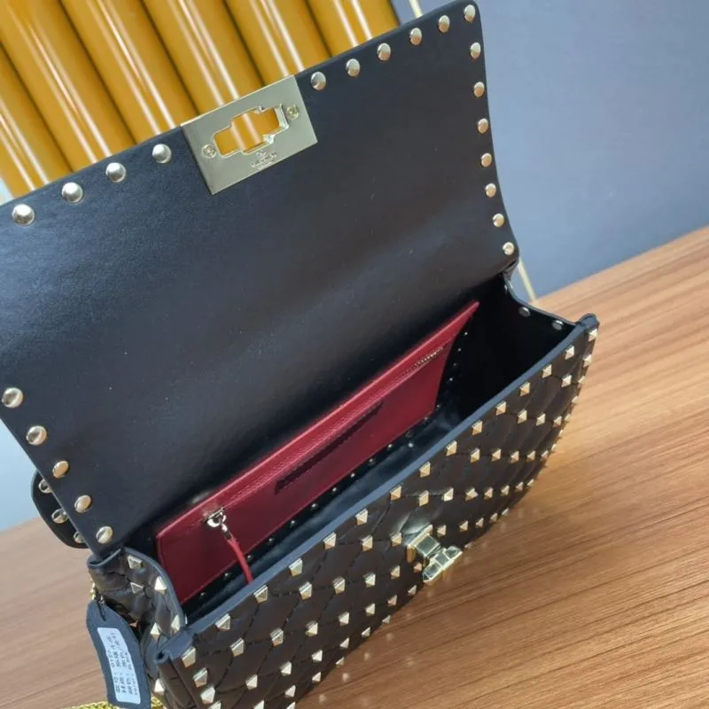 Valentino Black Studded Chain Satchel Bag - Image 8