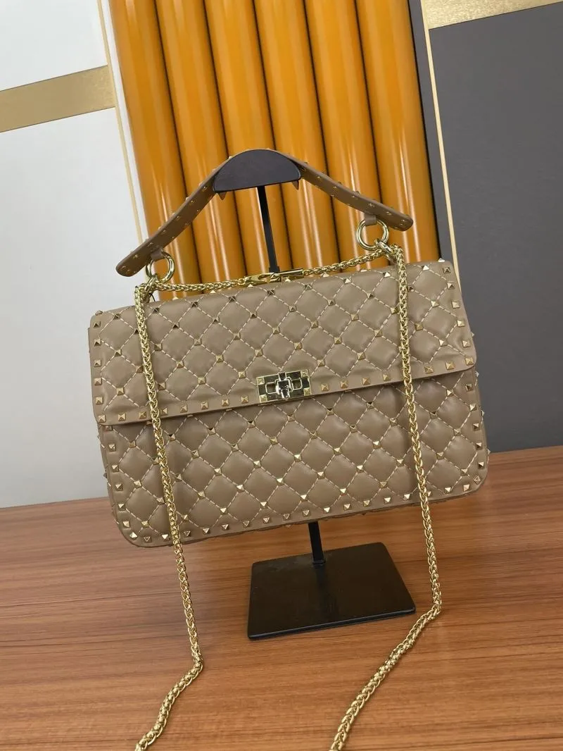 Valentino Beige Studded Chain Satchel Bag 965 - Image 4