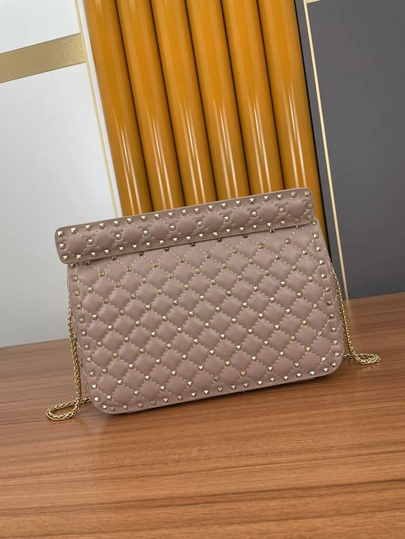 Valentino Nude Pink Studded Chain Satchel Bag 968 - Image 3