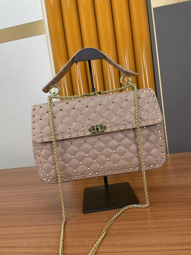 Valentino Nude Pink Studded Chain Satchel Bag 968 - Image 4