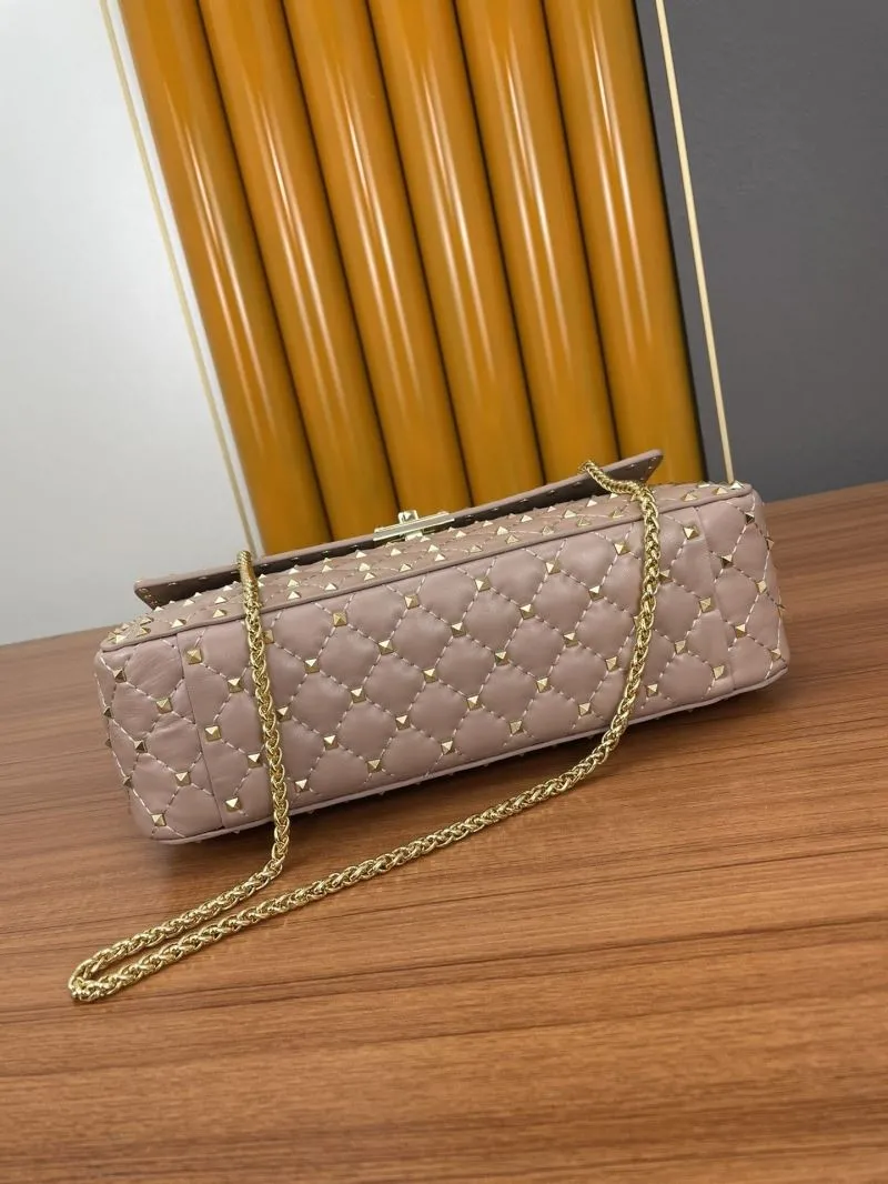 Valentino Nude Pink Studded Chain Satchel Bag 968 - Image 5