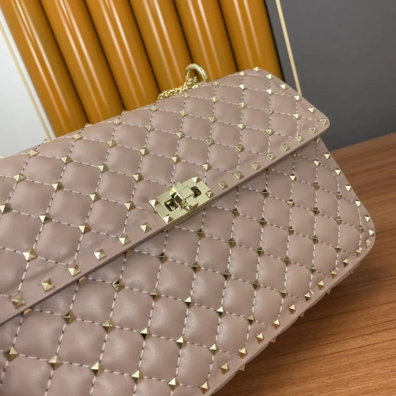 Valentino Nude Pink Studded Chain Satchel Bag 968 - Image 6