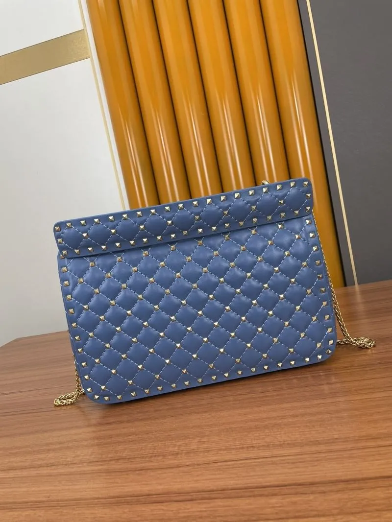 Valentino Blue Studded Chain Satchel Bag 969 - Image 3