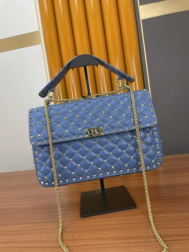 Valentino Blue Studded Chain Satchel Bag 969 - Image 4