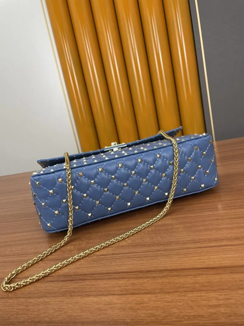 Valentino Blue Studded Chain Satchel Bag 969 - Image 5