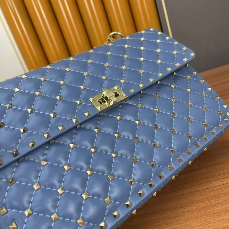 Valentino Blue Studded Chain Satchel Bag 969 - Image 6