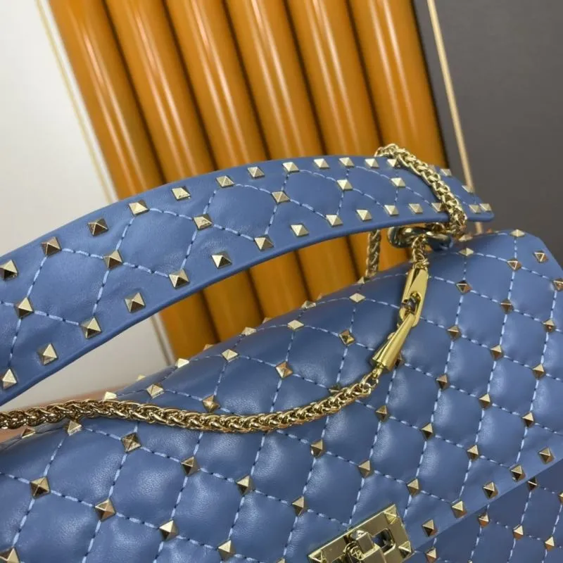 Valentino Blue Studded Chain Satchel Bag 969 - Image 7