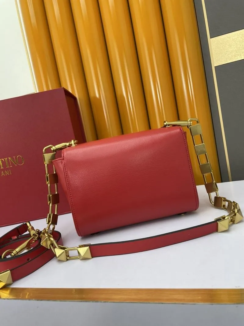 Valentino Red Leather Satchel Bag 971 - Image 3