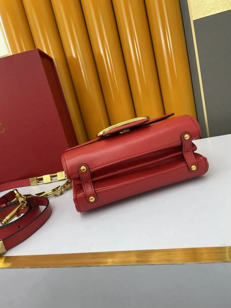 Valentino Red Leather Satchel Bag 971 - Image 4