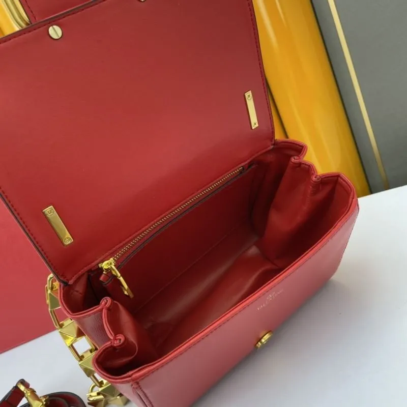 Valentino Red Leather Satchel Bag 971 - Image 7